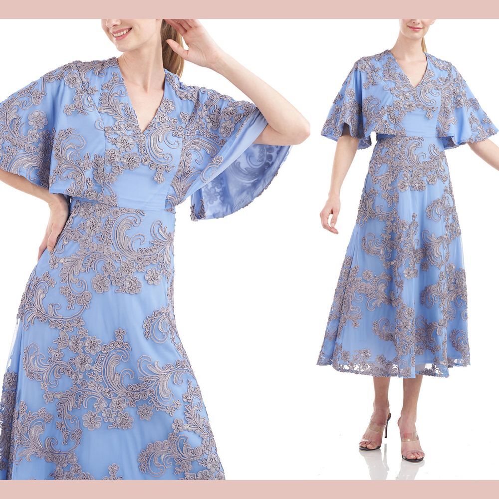 New Js Collections [ 4 ] Saige V Neck A Line Tea … - image 2